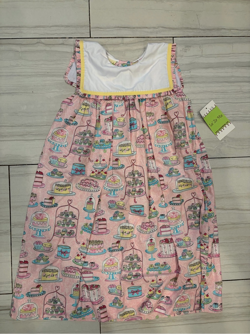 Le Za Me Girls' Cake-Print Dress NWT sz4